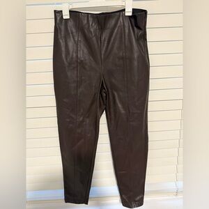 Ann Taylor Faux Leather Leggings in Dark Brown